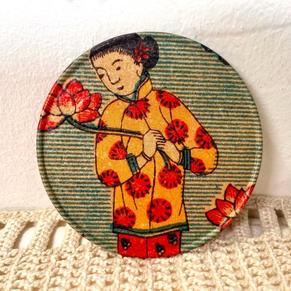 Vintage 90's Alan Chan Coasters Set & Tin Cultural Art Chinese Hong Kong Artist0 - Picture 4 of 9